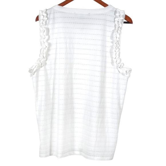 Tommy Hilfiger Tank Top White Eyelet Ruffle Size XL Coastal Preppy - Picture 2 of 9